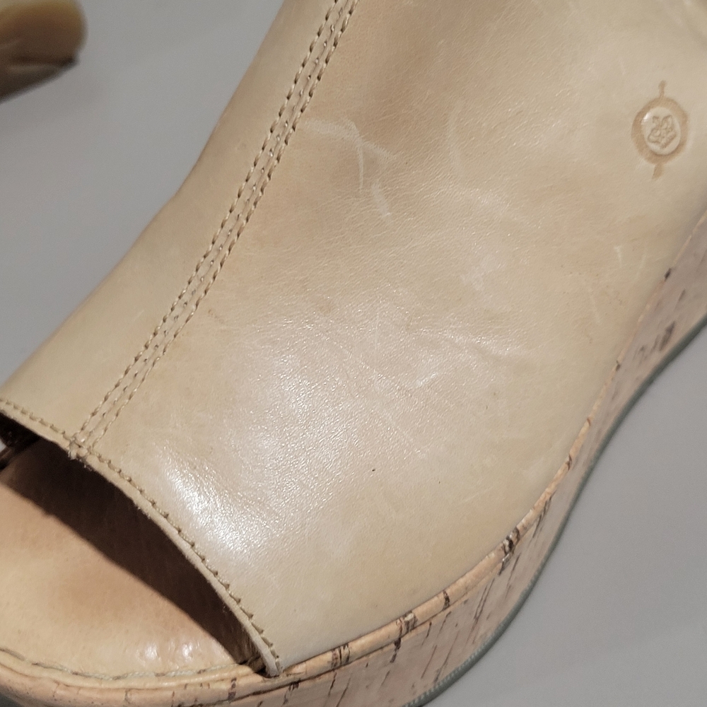 Neutral Beige Cork Wedge Sandals - Women - Picture 9 of 16